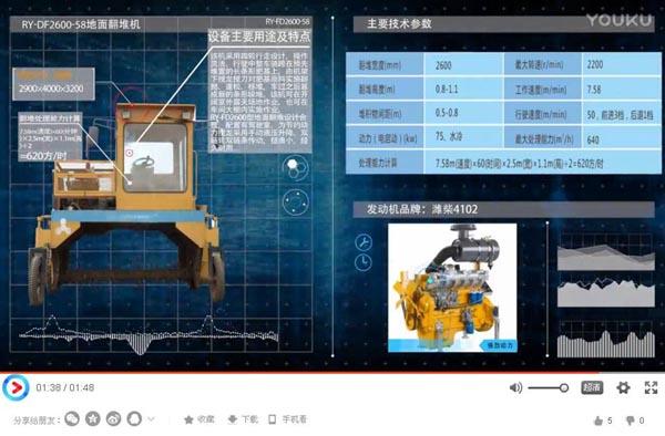 有機肥設備-FD2600地面翻堆機視頻_雞牛糞翻拋機視頻